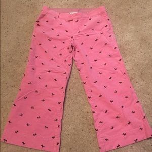 Lilly Pulitzer pink cord capris with dogs. 10?